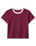 Burgundy Ringer Baby Tee