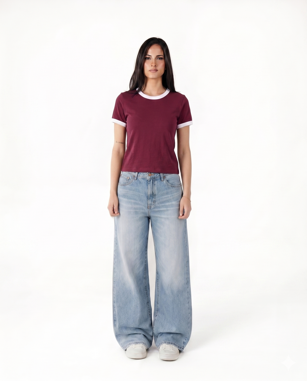 Burgundy Ringer Baby Tee
