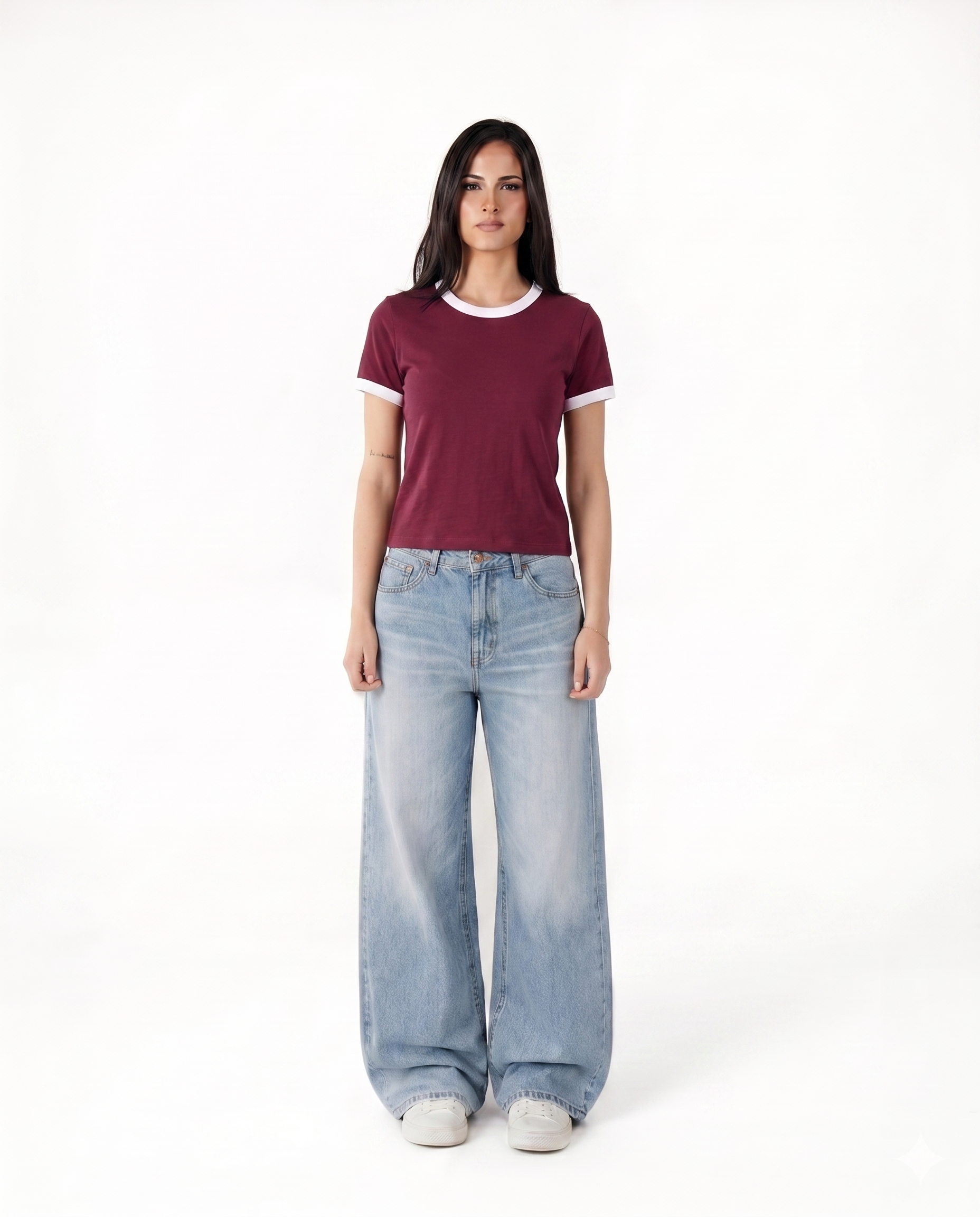 Burgundy Ringer Baby Tee