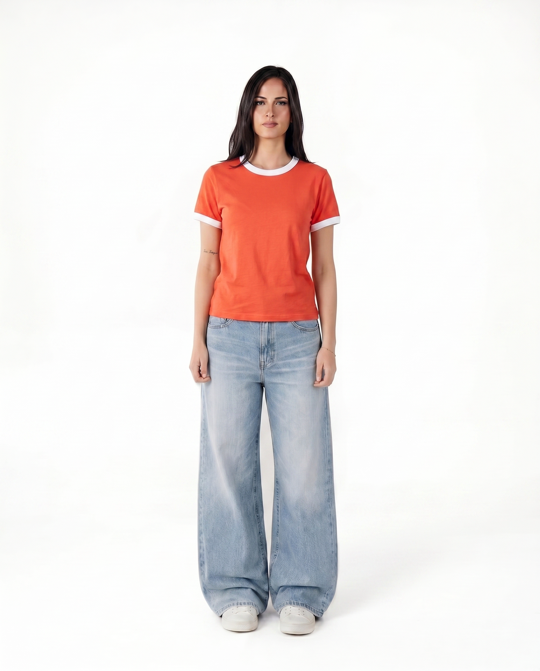Orange Ringer Baby Tee